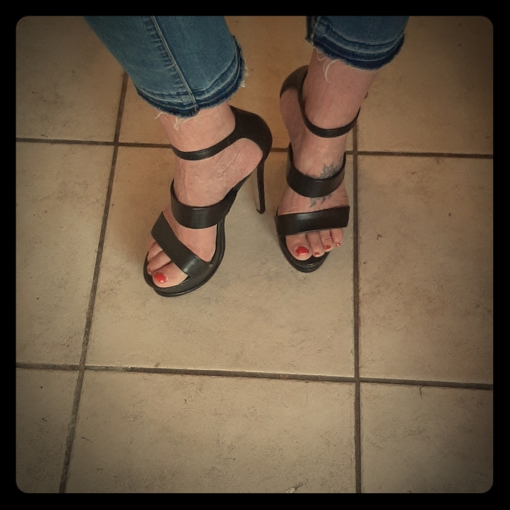Black strappy heels